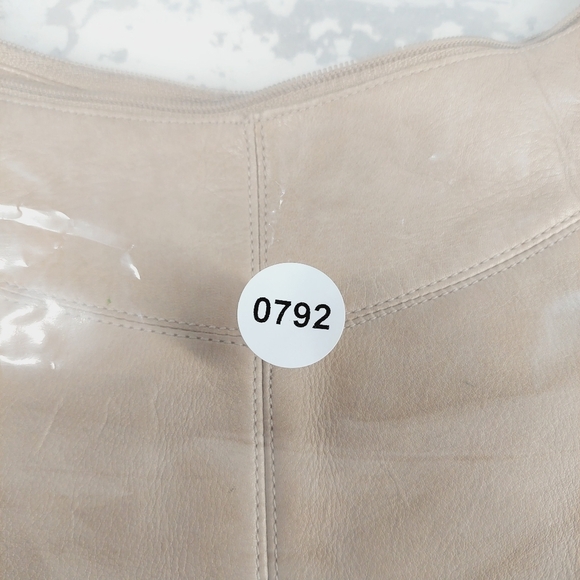 Boutique Cream Tan Leather Zip Closure Shoulder Bag 0792 - Picture 11 of 11